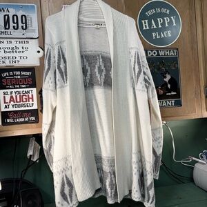 Ruff Hewn Cream and Gray Cardigan Sweater New With Tags